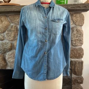 Distressed denim shirt